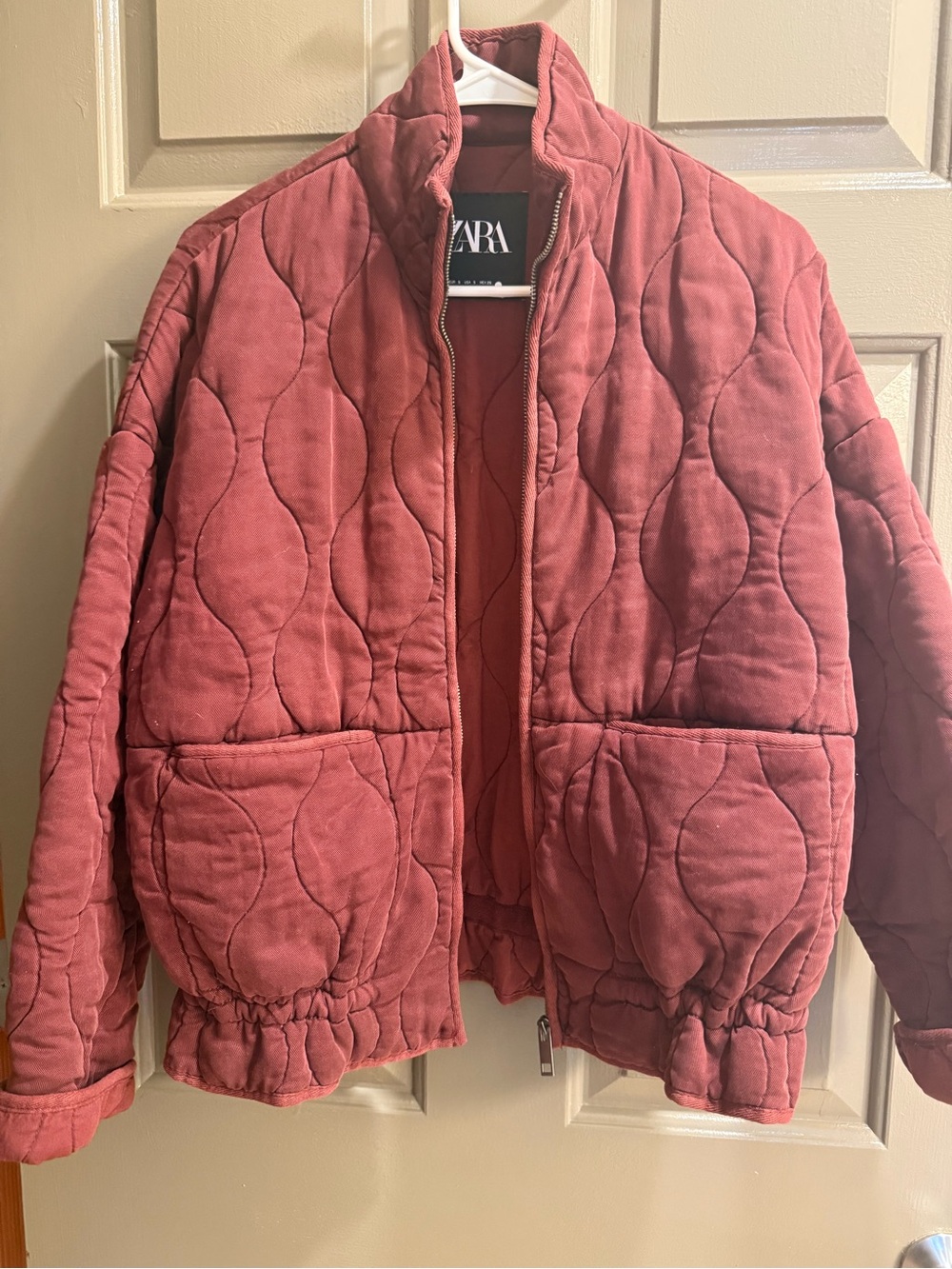 Zara Quilted Dusty Rose/Red Jacket